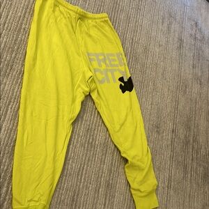 FreeCity Sweatpants size small.  Yellow/neon color. Amazing condition. Free city